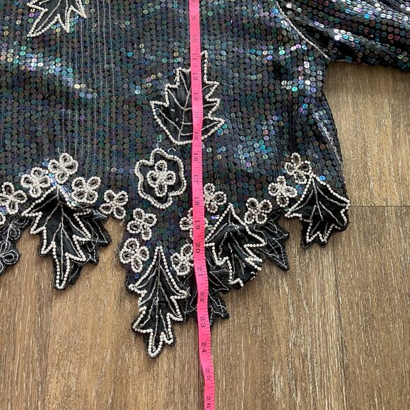 Vintage Imperial Handi Crafts Size 16 Silk Sequence Blouse - Picture 7 of 11